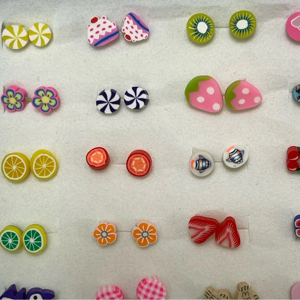 Kids Hypoallergenic Plastic Stud Earring Set, Gift Boxed (100 Pairs Total) - Picture 2 of 5